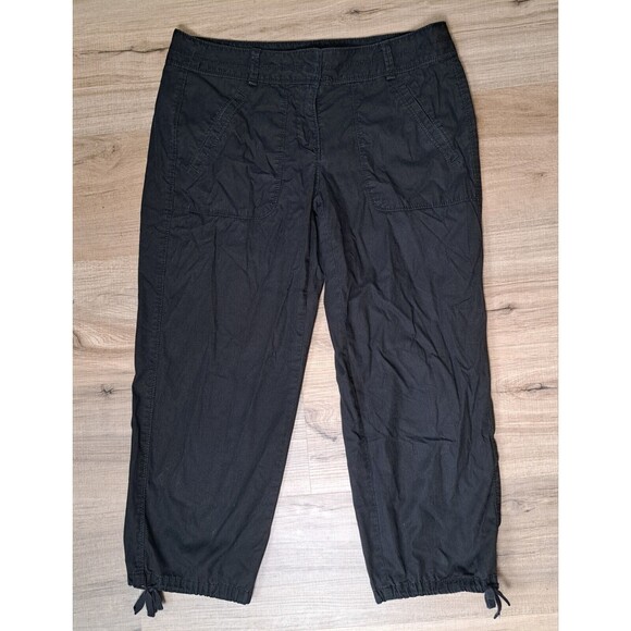 Ann Taylor Loft Women's Capri Cropped Pants Black 100% Cotton Size 2 - Picture 1 of 12